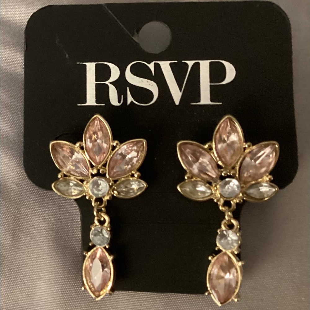 RSVP Gold and Pink Dangle Earrings